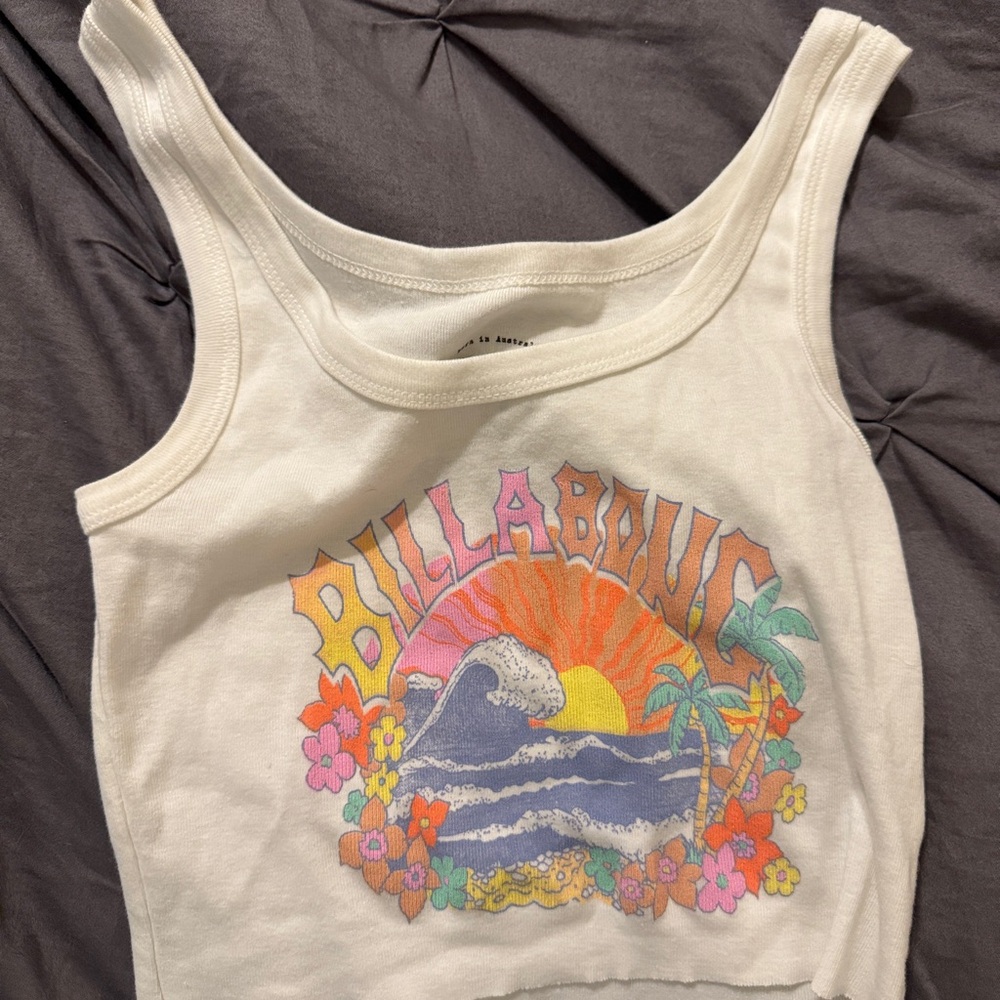 Billabong Women's White Graphic Tank Top